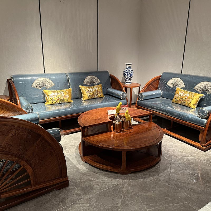 Kinų stiliaus klasikinė raudonmedžio sofa